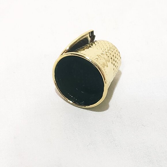 1000 Islands New York State Thimble Souvenir Metal Vintage 3/4" Gold tone - Picture 6 of 7